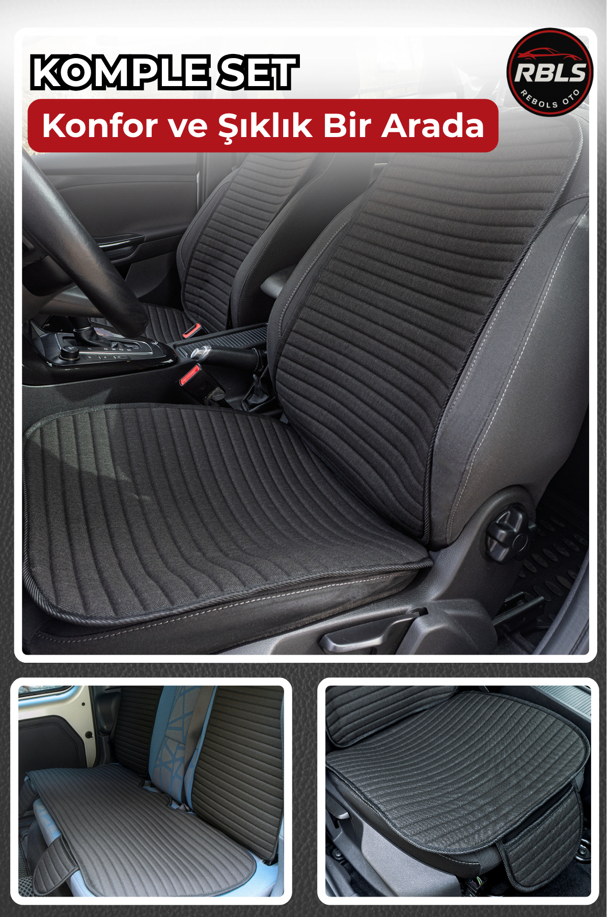 Keten Cepli &Terletmez Oto Koltuk Minder Seti -Koltuk Koruma Kılıfı-Ön ve Arka Koltuk Tam Set