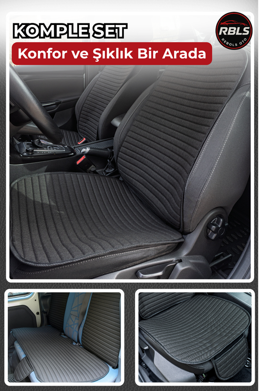 Keten Cepli &Terletmez Oto Koltuk Minder Seti -Koltuk Koruma Kılıfı-Ön ve Arka Koltuk Tam Set