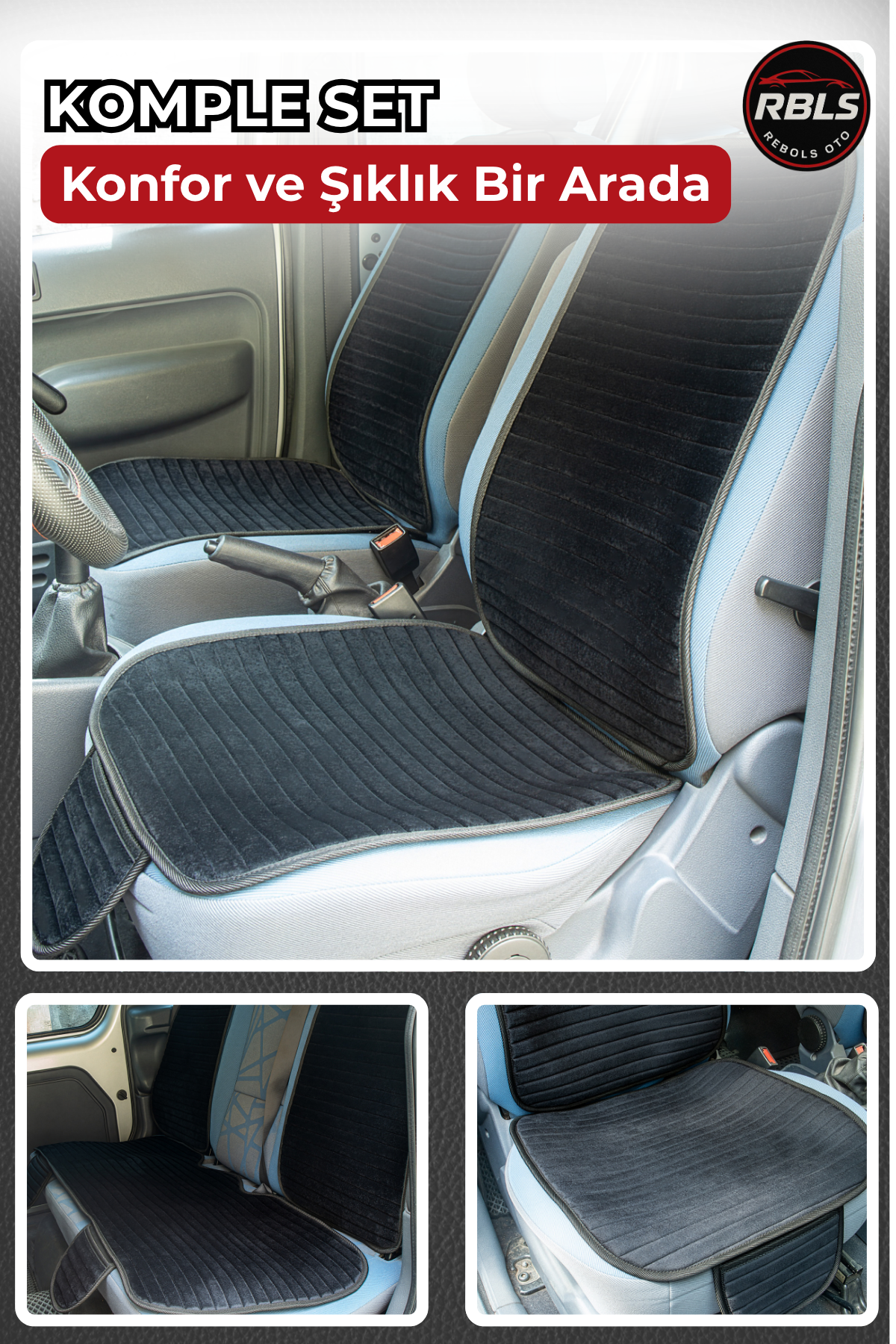 Velur Cepli &Terletmez Oto Koltuk Minder Seti-Koltuk Koruma Kılıfı-Ön ve Arka Koltuk Tam Set