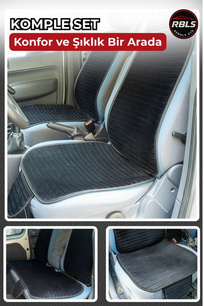 Velur Cepli &Terletmez Oto Koltuk Minder Seti-Koltuk Koruma Kılıfı-Ön ve Arka Koltuk Tam Set
