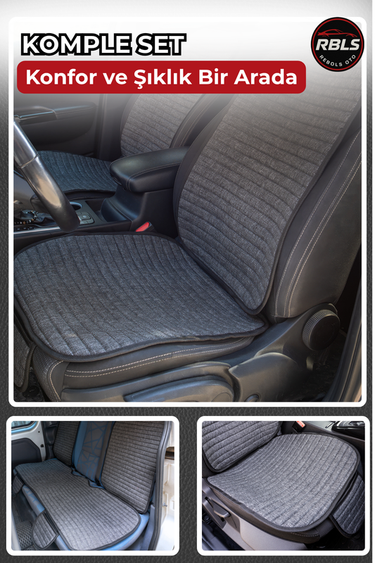 Keten Cepli &Terletmez Oto Koltuk Minder Seti -Koltuk Koruma Kılıfı-Ön ve Arka Koltuk Tam Set (Kopya) (Kopya)