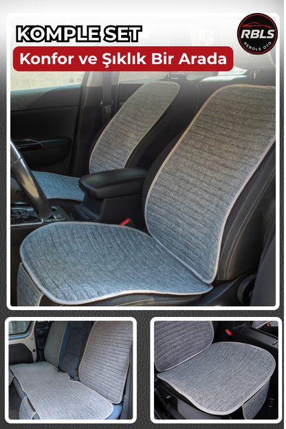 Keten Cepli &Terletmez Oto Koltuk Minder Seti -Koltuk Koruma Kılıfı-Ön ve Arka Koltuk Tam Set (Kopya)