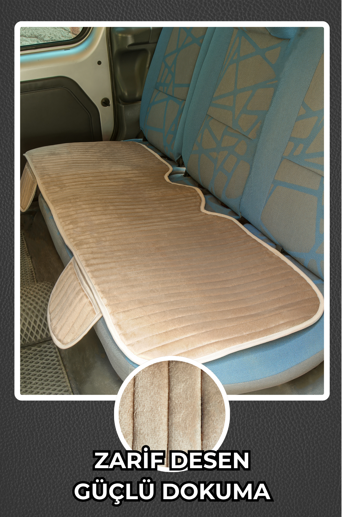 Velur Cepli &Terletmez Oto Koltuk Minder Seti-Koltuk Koruma Kılıfı 3'lü Set