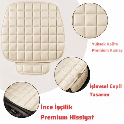 Premium Cepli Ortopedik Oto Koltuk Minder Seti-Koltuk Koruma Kılıfı 3'lü Set