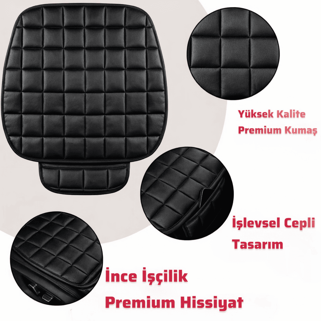 Premium Cepli Ortopedik Oto Koltuk Minder Seti-Koltuk Koruma Kılıfı (3'lü Set)