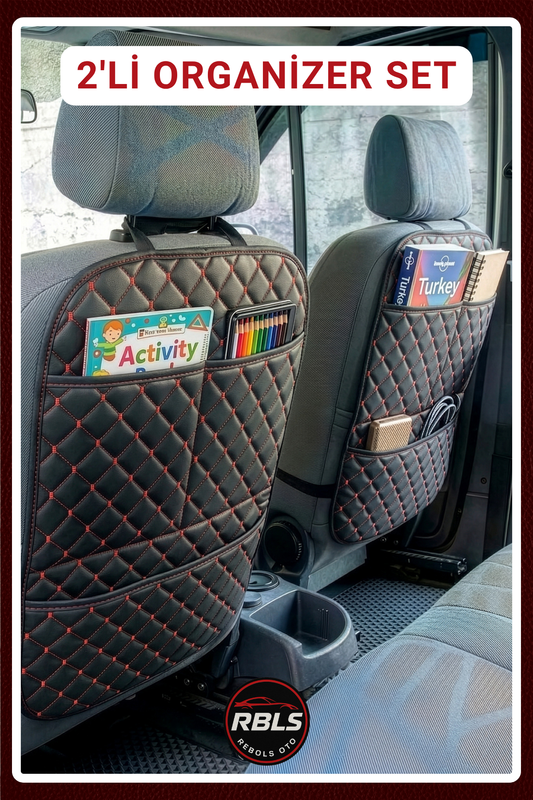 Suni Deri Araba Koltuk Arkası Eşya Düzenleyici Organizer Araç Içi Oto Aksesuar Koruyucu Kılıf 2 Adet