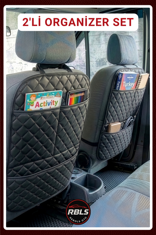 Suni Deri Araba Koltuk Arkası Eşya Düzenleyici Organizer Araç Içi Oto Aksesuar Koruyucu Kılıf 2 Adet