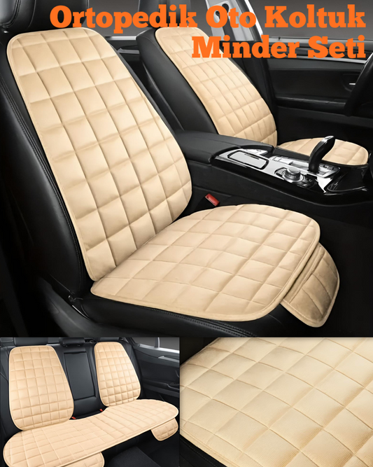 Premium Ortopedik Oto Koltuk Minder Seti-Koltuk Koruma Kılıfı-Ön ve Arka Tam Set
