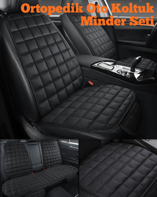 Premium Ortopedik Oto Koltuk Minder Seti-Koltuk Koruma Kılıfı-Ön ve Arka Tam Set