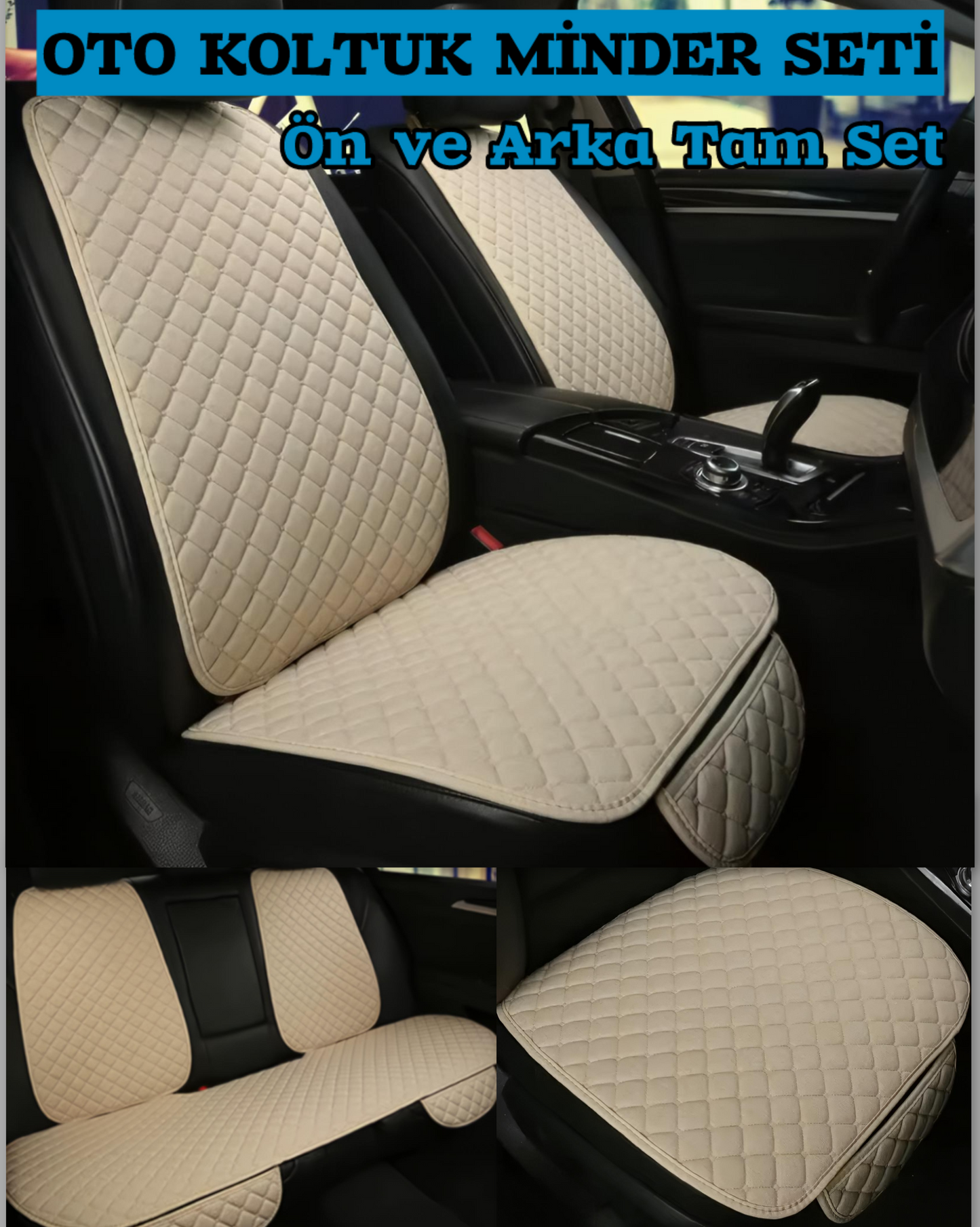 Tay Tüyü Cepli & Terletmez Oto Koltuk Minder Seti - Koltuk Koruma Kılıfı (ÖN-ARKA TAM SET)